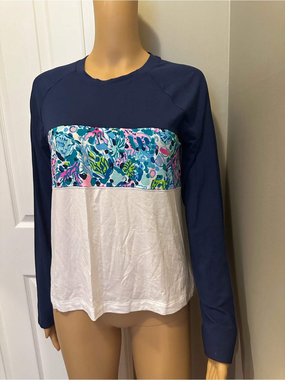 Lilly Pulitzer Chapman Long-Sleeve Colorblock Top in Multi Dive Bar